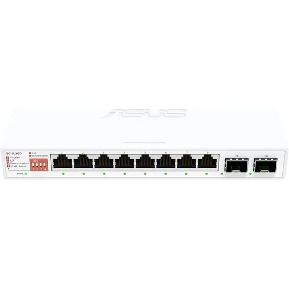 ASUS QG-U1080 Unmanaged Switch with 5 2.5G ports and 2 10G SFP+ ports supporting 4 smart modes home network hub