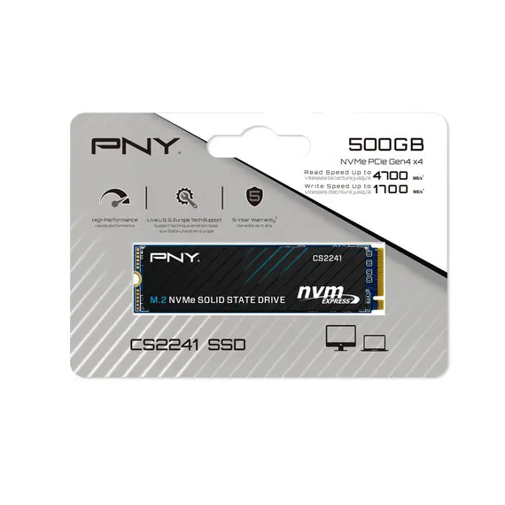PNY M.2 PCIe 4.0 NVMe 500GB CS2241-4700R/1700W SSD
