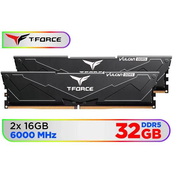 TEAM GROUP 32GB 2X16GB 6000MT/s DDR5 CL38 DIMM T-FORCE Vulcan UD-D5