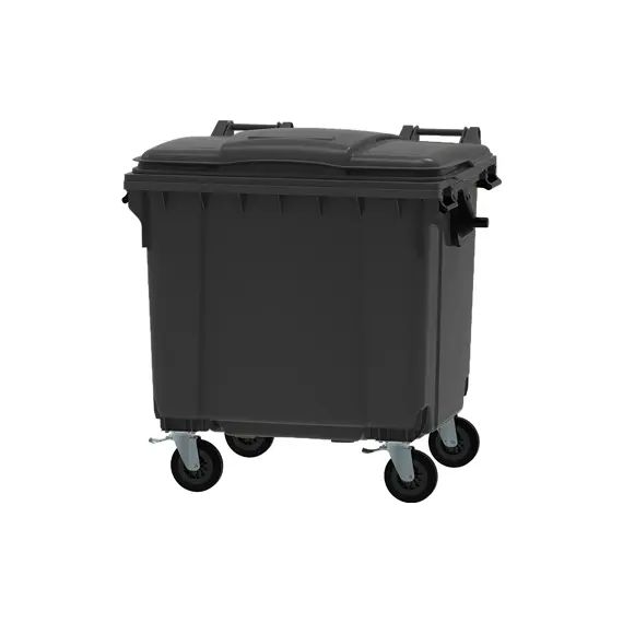 Contentor 1100L Polietileno DIN 4 Rodas c/Tampa Cinza