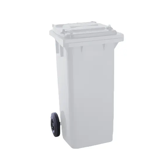 Contentor 120L Plástico 2 Rodas Branco Tampa Branca