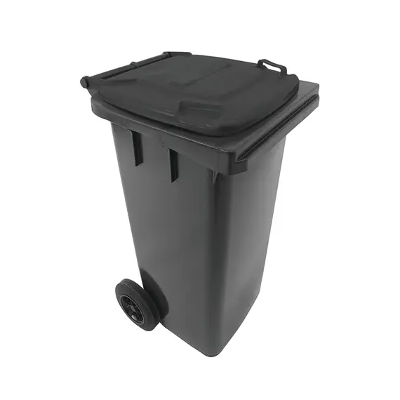 Contentor 120L Plástico 2 Rodas Cinza Escuro Tampa Cinza