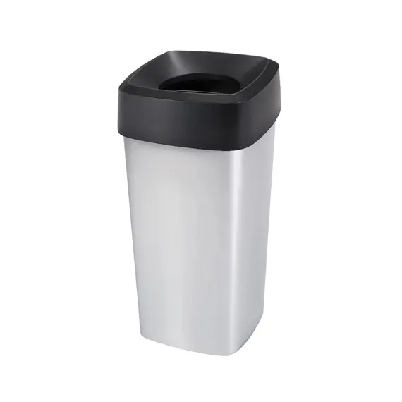 Contentor 60L Quadrado Cinza Cube com Tampa