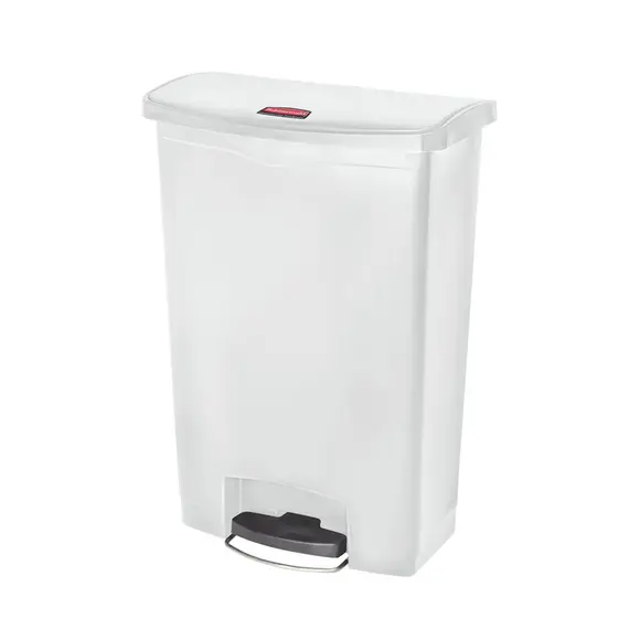 Contentor 90L Resina Slim Jim Step-On Branco com Pedal