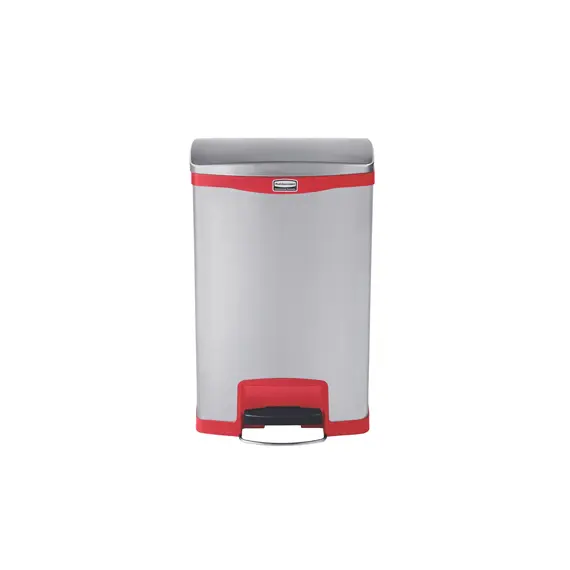 Contentor 50L Inox Cinza/Vermelho com Pedal