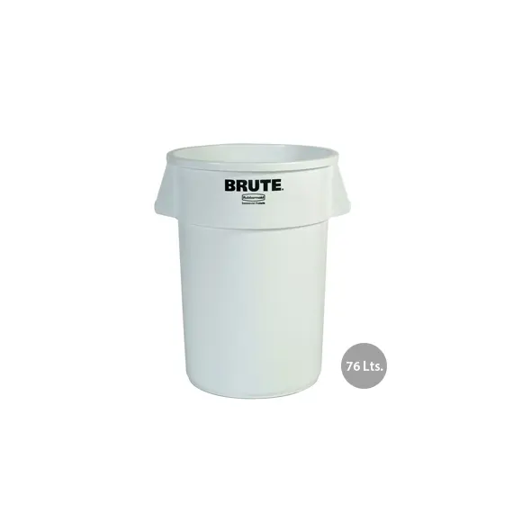 Contentor 76L Plástico Brute Redondo s/Tampa Branco