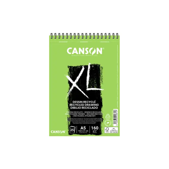 Bloco Espiralado Canson XL Recycle A5 160g 25Fls