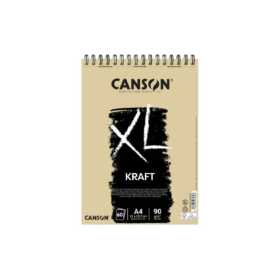 Bloco Espiralado Canson XL Kraft A4 90g 60Fls