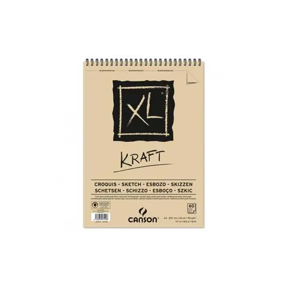Bloco Espiralado Canson XL Kraft A3 90g 60Fls