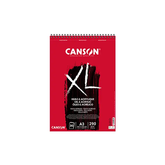 Bloco Espiralado Canson XL Óleo e Acrílico A3 290g 30Fls