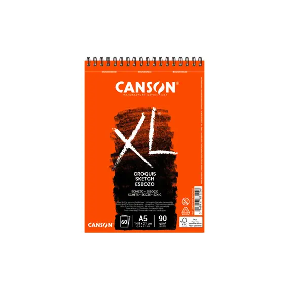 Bloco Espiralado Canson XL Croquis A5 90g 60Fls