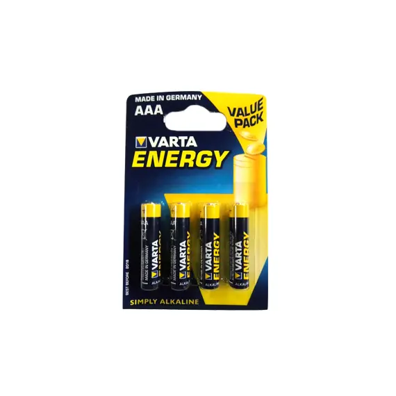 Pilhas AAA LR03 Alcalinas 1.5V 1100mAh Varta Energy 4un