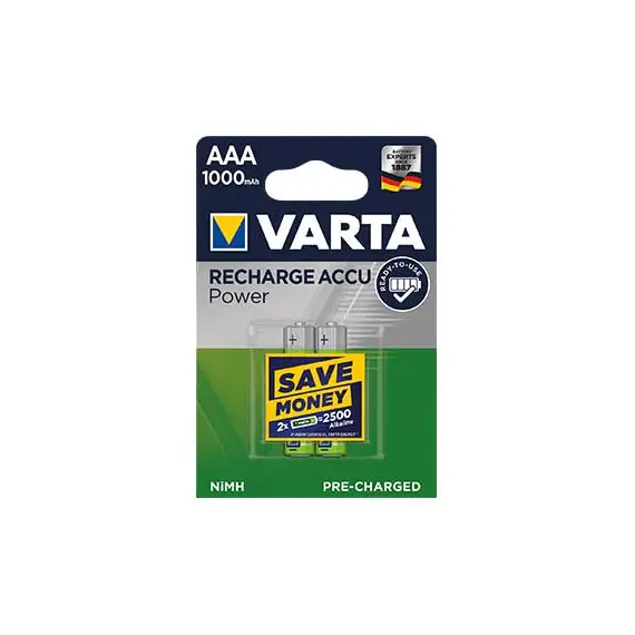 Pilhas Recarregáveis AAA 1.2V 1000mAh Varta 2Un