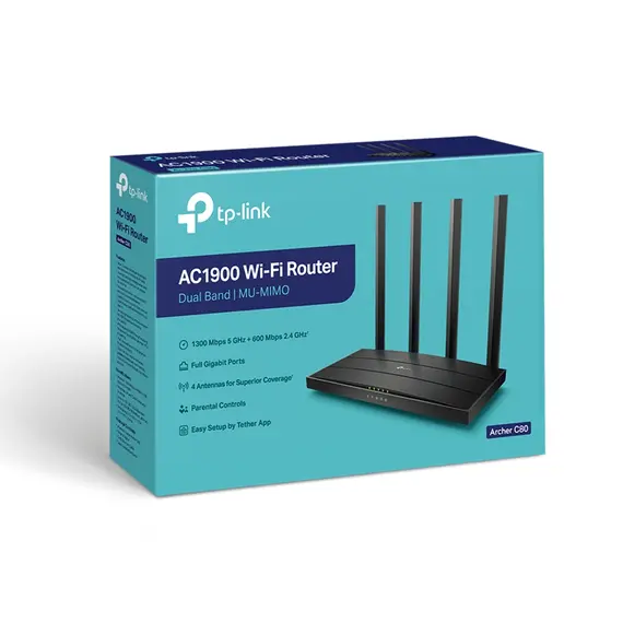 TP-LINK Archer C80 AC1900 Dual band Wireless 802.11ac Gbit router 4xLAN MU-MIMO