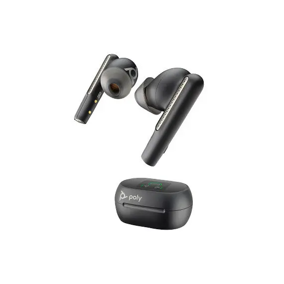 HP Poly Voyager Free 60+ UC Carbon Black Earbuds +BT700 USB-C Adapter +Touchscreen Charge Case