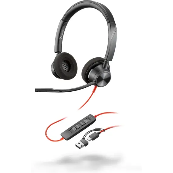 HP Poly Blackwire 3320 Stereo USB-C Headset +USB-C/A Adapter