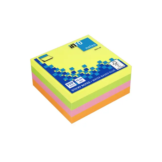 Bloco Notas Aderentes 075x075mm Néon Cubo 320 Folhas