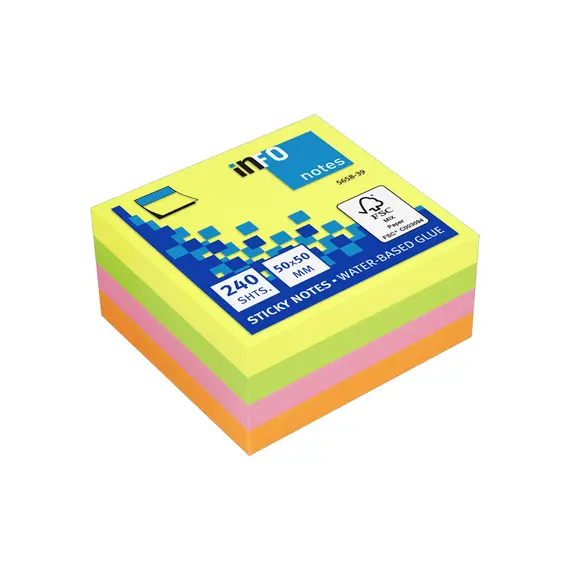 Bloco Notas Aderentes 050x050mm Néon Cubo 240 Folhas