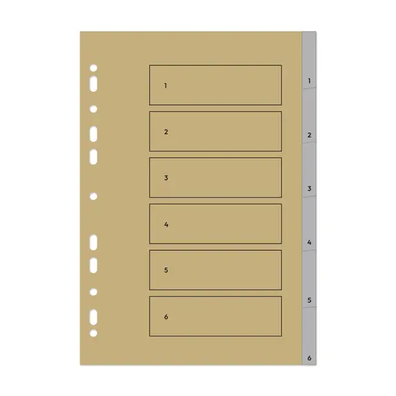 Separadores A4 Plástico Numerados (1 a 6) Roma 266 1un