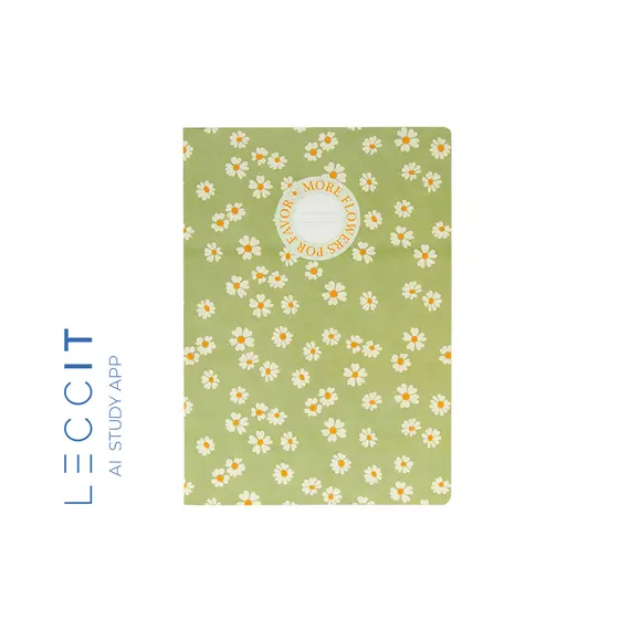 Caderno Agrafado A5 Quadriculado FLOWERS Verde 48Fls 1un