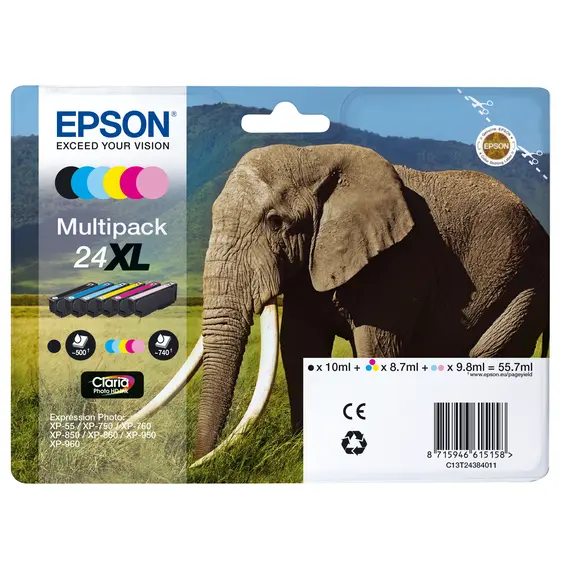 Tinteiro EPSON 24 Multipack 6 Cores XL para Impressoras XP-750/760/860/850/950/960/970 | bluepixel.pt