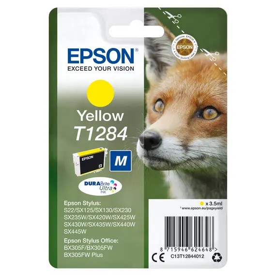 Cartucho Epson T1284 Amarelo para Stylus S22, SX420W e BX305 | BluePixel