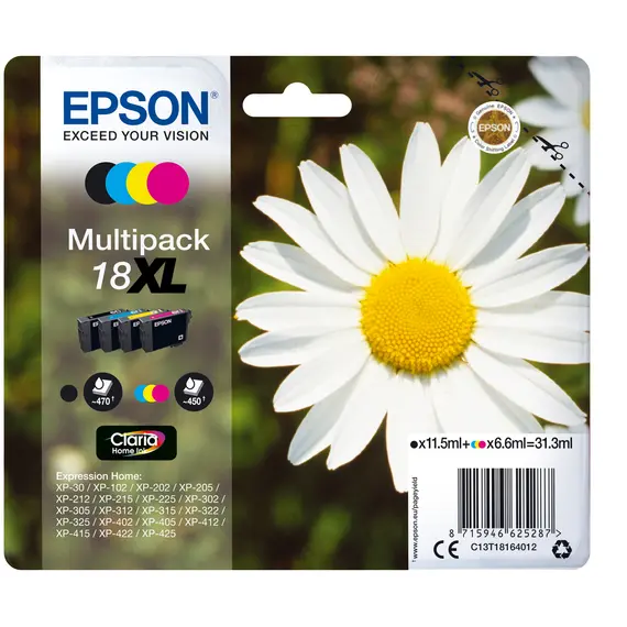 Tinteiro Epson 18 Multipack XL 4 Cores para Impressoras XP-30/X02/X05/X12/X15/X22/X25 | BluePixel.pt