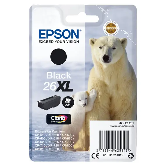 Tinteiro EPSON 26 Preto XL para Impressoras Expression Premium XP-5xx/6xx/7xx/8xx | BluePixel.pt