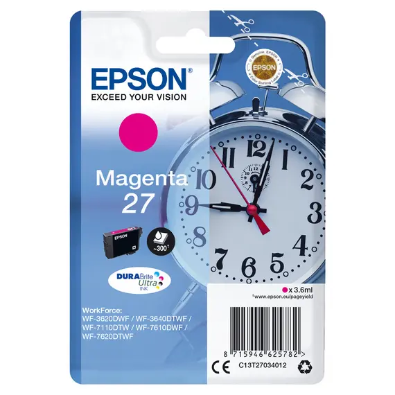 Tinteiro EPSON 27 Magenta compatível com impressoras WF36xx, 7110, 7210, 76xx e 77xx - Loja BluePixel