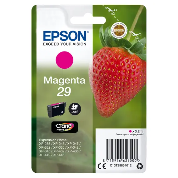 Tinteiro EPSON 29 Magenta com Alarme RF para Impressoras Expression Home XP-255/257/352/355/452/455 - Marca 35