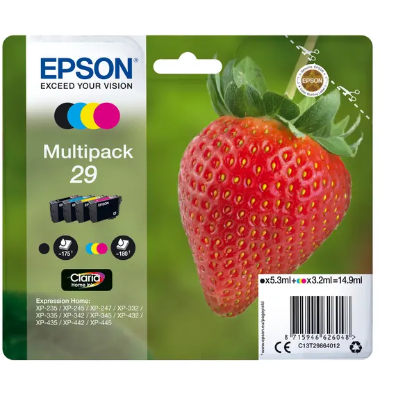 Tinteiro EPSON 29 Multipack 4 Cores para Impressoras Expression Home XP-2xx/3xx/4xx | BluePixel.pt