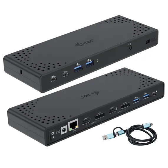 Estação de Ligação 511 I-TEC USB 3.0/USB-C/Thunderbolt 3 Dualdock com suporte a 5K e carregamento PD 100W