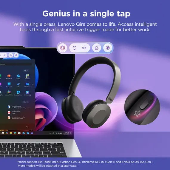 LENOVO Dual-Mode Wireless ANC Foldable Headset 8550 - Aura Edition- USB-C Teams