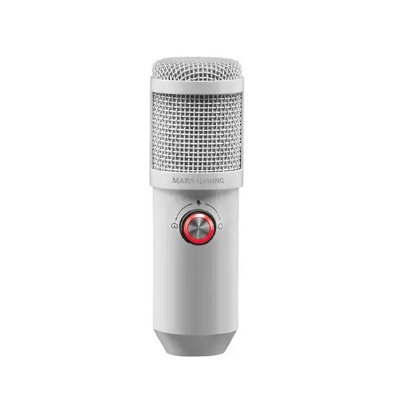 MARS GAMING MMICX PRO STUDIO MICROPHONE, DUAL CONDENSER, 96KHZ, ANTI-VIBRATION, USB, WHITE