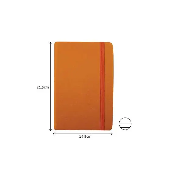 Bloco Notas Pautado 21,5x14,5cm Semi Pele Amarelo 116Fls