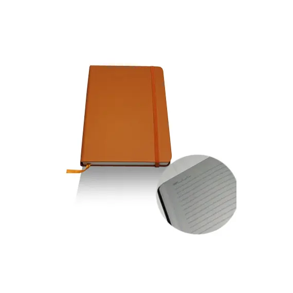Bloco Notas Pautado 21,5x14,5cm Semi Pele Laranja 116Fls