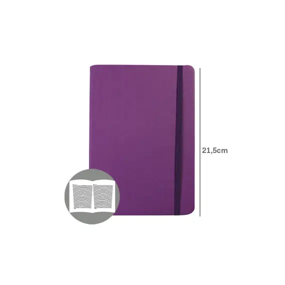 Bloco Notas Pautado 21,5x14,5cm Semi Pele Roxo 116Fls