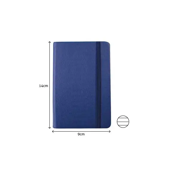 Bloco Notas Pautado 14x9cm Semi Pele Azul 116Fls