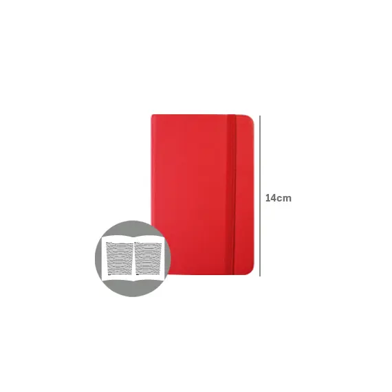 Bloco Notas Pautado 14x9cm Semi Pele Vermelho 116Fls