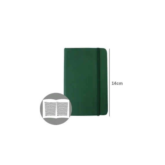 Bloco Notas Pautado 14x9cm Semi Pele Verde Esmeralda 116Fls