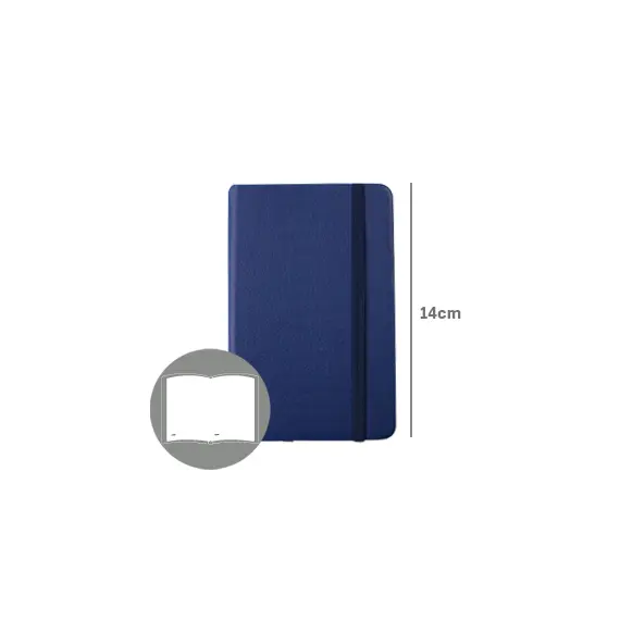 Bloco Notas Liso 14x9cm Semi Pele Azul 116Fls