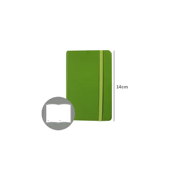 Bloco Notas Liso 14x9cm Semi Pele Verde 116Fls