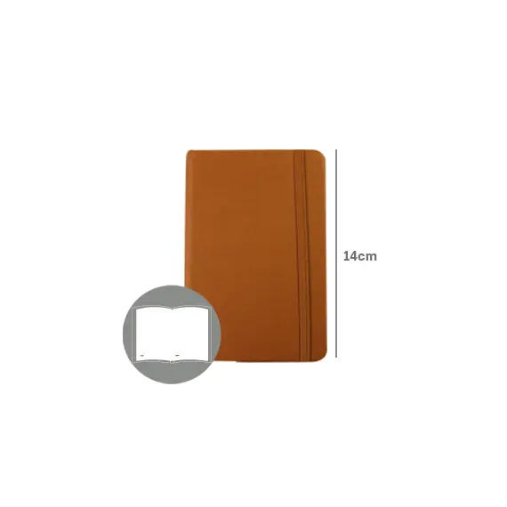 Bloco Notas Liso 14x9cm Semi Pele Camel 116Fls