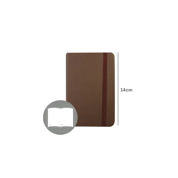 Bloco Notas Liso 14x9cm Semi Pele Castanho 116Fls