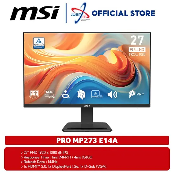 MSI PRO MP273W E14A 27INCH IPS Flat 144Hz 4ms HDMI DP VGA MONITOR