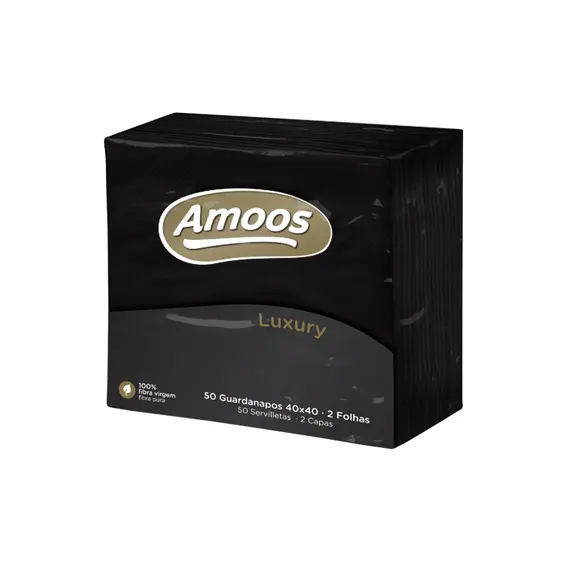 Guardanapos 40x40 2Fls Preto Amoos Luxury 50un
