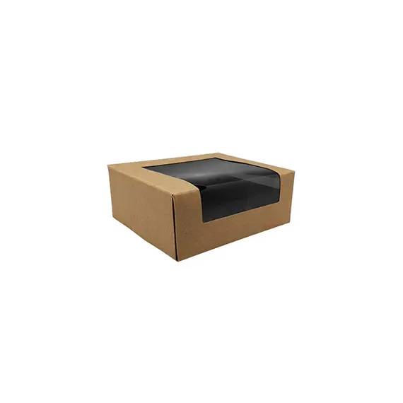 Caixa Cartão Kraft Preto Janela Sushi 12x10x4,5cm 100un