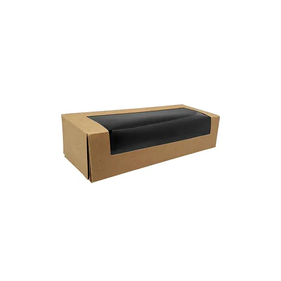 Caixa Cartão Kraft Preto Janela Sushi 19,5x07x4,5cm 100un