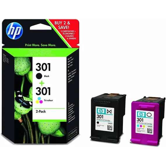 HP 301 Black / Tri-Color Original Ink Cartridge 2-Pack