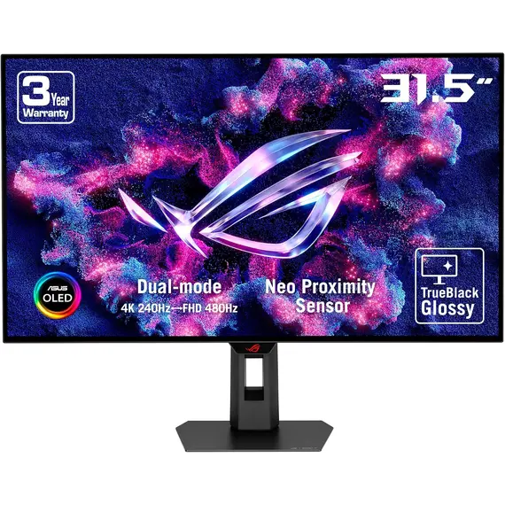 ASUS ROG Strix OLED XG32UCWMG 31.5inch WOLED UHD 16:9 240Hz 4K/480Hz FHD 1300cd/m2 0.03ms 2xHDMI DP USB- C 3xUSB 3.2 G1 Type-A Black